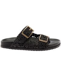 Twin Set - Slip-On Slippers With Lace Effect Leather - Lyst
