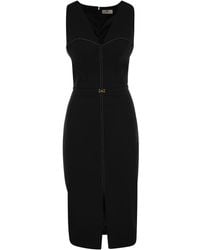 Elisabetta Franchi - Crepe Bustier Dress With Contrasting Topstitching - Lyst