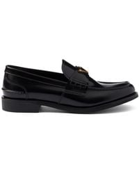 Prada - Logo Brushed Leather Loafer - Lyst