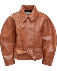 ANDAMANE - Leather-Effect Jacket With Belt The Andaman - Lyst