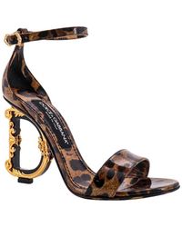 Dolce & Gabbana - Animal-print With Logo Heel Sandals - Lyst