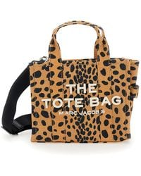 Marc Jacobs - 'The Small Tote Bag' Handbag With All-Over Leopard Print And Embroidered Logo - Lyst