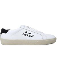 Saint Laurent Court Classic Brand-embroidered Leather Low-top Sneakers - White