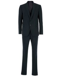 Emporio Armani - Grey Single-breasted Suit With Notched Revers In Wool Blend Man - Lyst