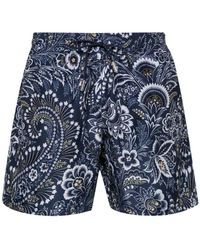 Etro - Blue Paisley Print Swimwear - Lyst