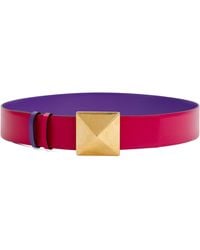 Valentino Garavani One Stud Leather Belt - Purple