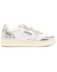 Autry - Platinum And White Two-tone Leather Medalist Low Sneakers - Lyst