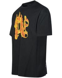 Tシャツ・カットソー Palm Angels Burning Monogram' Black Cotton T-Shirt Palm Angels Black Burning Monogram T-Shirt Palm Angels