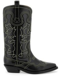 Ganni - Embroidered Western Boots - Lyst