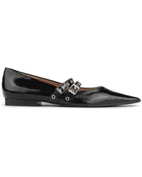 Ganni - Pointed-Toe Synthetic Leather Ballet Flats - Lyst