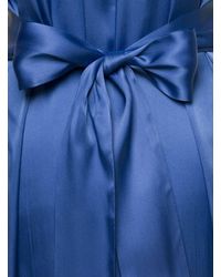 Semicouture - E Maxi Dress V-neck Draped Design Satin Finish With Rear Ribbon Fastening In Silk Blend - Lyst