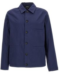 A.P.C. - Dark Blue Jacket-shirt With Front Pocket In Cotton Man - Lyst