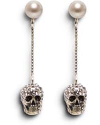 Alexander McQueen Skull Earrings In Brass - Metallic