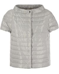 Herno - Short-Sleeved Metal-Effect Cape - Lyst
