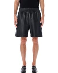 Gucci - Leather Bermuda Shorts With Elasticated Waist - Lyst