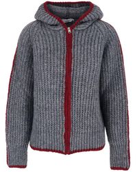 MSGM - Sweater With Hood And Front Zip Closure - Lyst