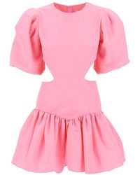 MSGM - Mini Dress With Balloon Sleeves And Cut-outs - Lyst