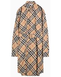 Burberry - Check Pattern Cotton Chemisier Dress - Lyst