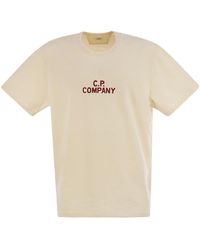 C.P. Company - Natural Jersey T-Shirt With Logo - Lyst