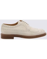 Brunello Cucinelli - Cream Suede Lace Up Shoes - Lyst