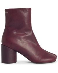 MM6 by Maison Martin Margiela - 'Anatomic' Burgundy Leather Ankle Boots - Lyst