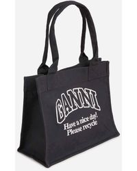 トートバッグ Ganni Large Easy Shopper Bag - Ganni - Cotton - Black Ganni | Large Easy Shopper Tote Bag | Tote Bags | Cruise Fashion