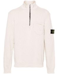Stone Island - Half Zipper Bouclé Sweater Clothing - Lyst