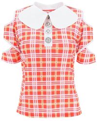 Chopova Lowena - Tartan Motif Cut-Out Polo Shirt - Lyst