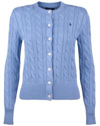 Ralph Lauren - Crew-neck Cotton Cable-knit Cardigan New Blue Litchfield - Lyst