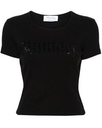 Blumarine - Logo Ribbed Cotton Cropped T-shirt - Lyst