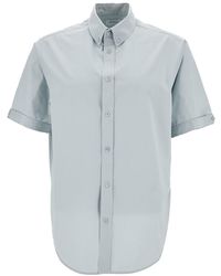 Off-White c/o Virgil Abloh - Light Blue Short Sleeve Shirt With Button-down Collar In Cotton Man - Lyst