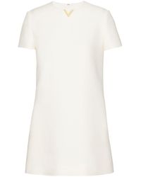 Valentino - Vlogo Wool And Silk Blend Short Dress - Lyst