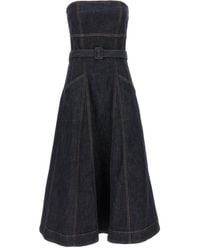 Self-Portrait - Denim Bandeau Midi Dress' Dress - Lyst