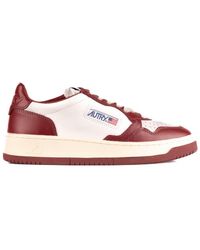 Autry - Two-tone Burgundy And White Leather Sneakers - Lyst