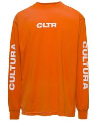 Cultura - Crewneck Sweatshirt With Contrasting Cltr Print - Lyst