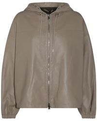 Add - Leather Hoodie Jacket Clothing - Lyst