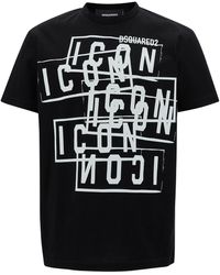 DSquared² - Crewneck T-Shirt With All-Over Icon Print - Lyst