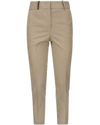 Peserico - Techno Trousers In Pinstripe Stretch Cotton - Lyst