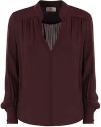 Elisabetta Franchi - Georgette Blouse With Striped Pattern - Lyst