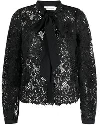 Self-Portrait - Lace Pussy Bow Shirt - Lyst