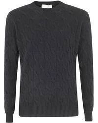 FILIPPO DE LAURENTIIS - Wool Cashmere Long Sleeves Crew Neck Sweater With Braid - Lyst
