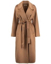 コート MAX MARA BURGUNDY CASHMERE AND WOOL CANNETI COAT Max Mara Burgundy Cashmere And Wool Canneti Coat in Purple