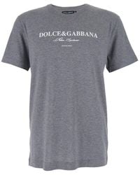 Dolce & Gabbana - Crewneck T-Shirt With Logo Lettering Print On The Front - Lyst