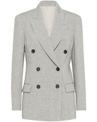Brunello Cucinelli - Linen Double-Breasted Jacket - Lyst