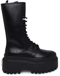 Dolce & Gabbana - Platform Leather Combat Boots - Lyst