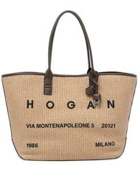 Hogan - Address Medium Raffia Shopping Bags - Lyst