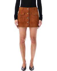 THE GARMENT - Suede Mini Skirt With Buttons - Lyst