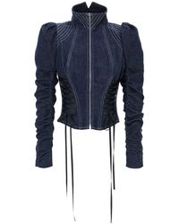 Dilara Findikoglu - Denim Jacket With Corset Detailing - Lyst