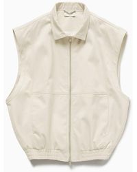 1989 STUDIO - Light Cream Gabardine Zip Up Vest - Lyst