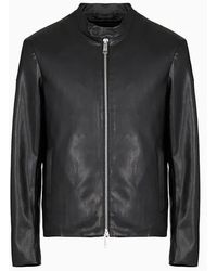 Armani Exchange - Faux Leather Biker Jacket - Lyst